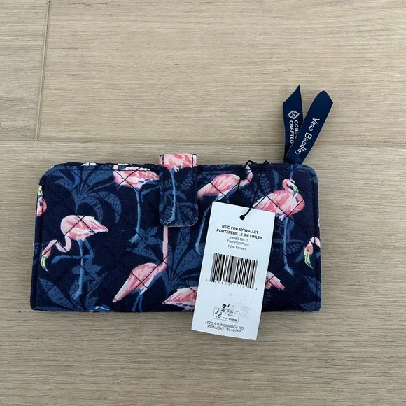 NWT Vera Bradley RFID Finley Wallet 'Flamingo Party" Credit Cards, ID - Picture 2 of 6